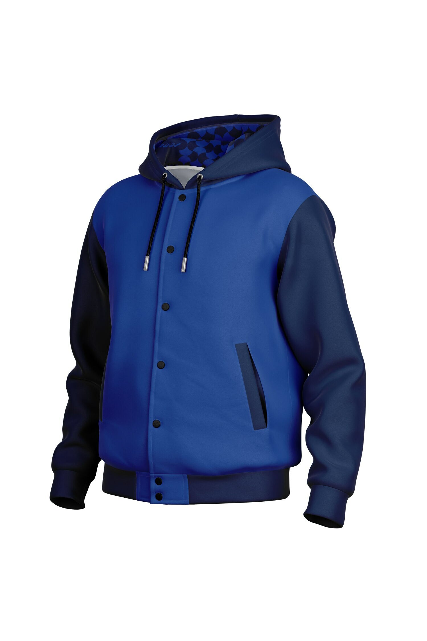 Hooded Baseball Jacke - LuminousBlue