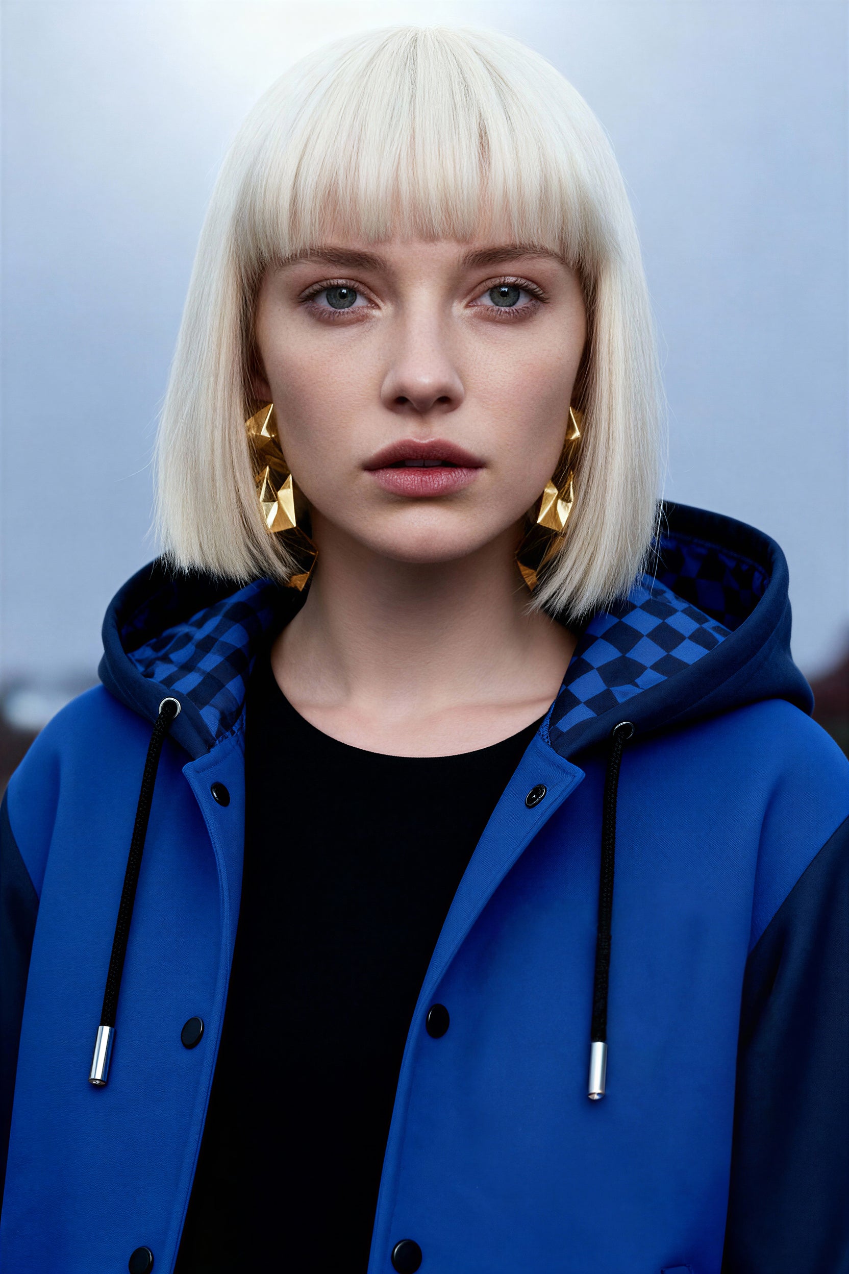 Hooded Baseball Jacke - LuminousBlue