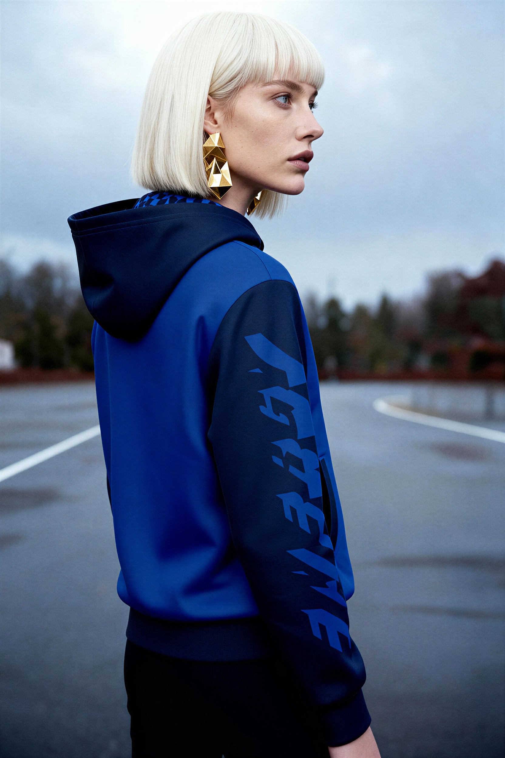 Hooded Baseball Jacke - LuminousBlue