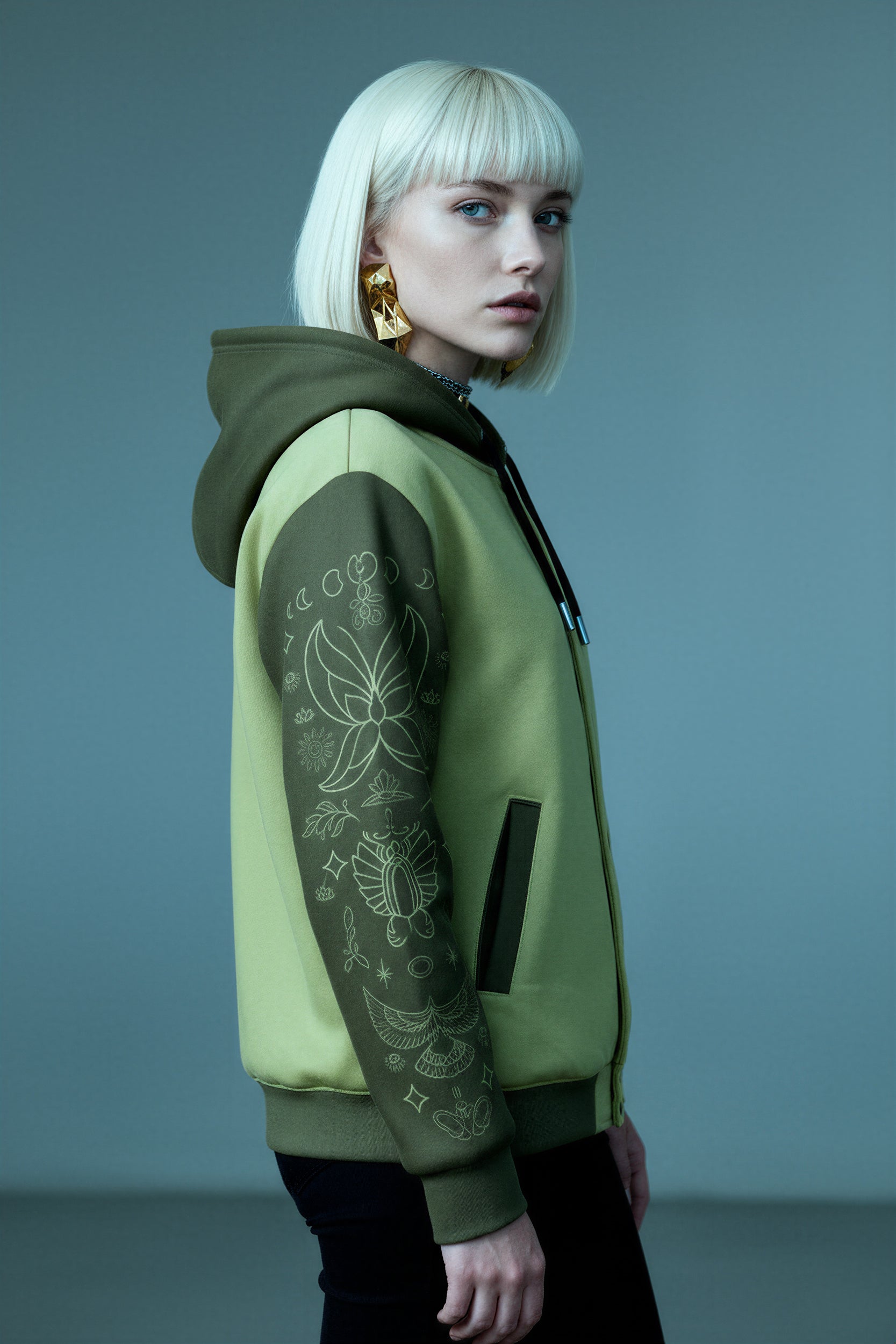 Hooded Baseball Jacke - MeadowlandGreen