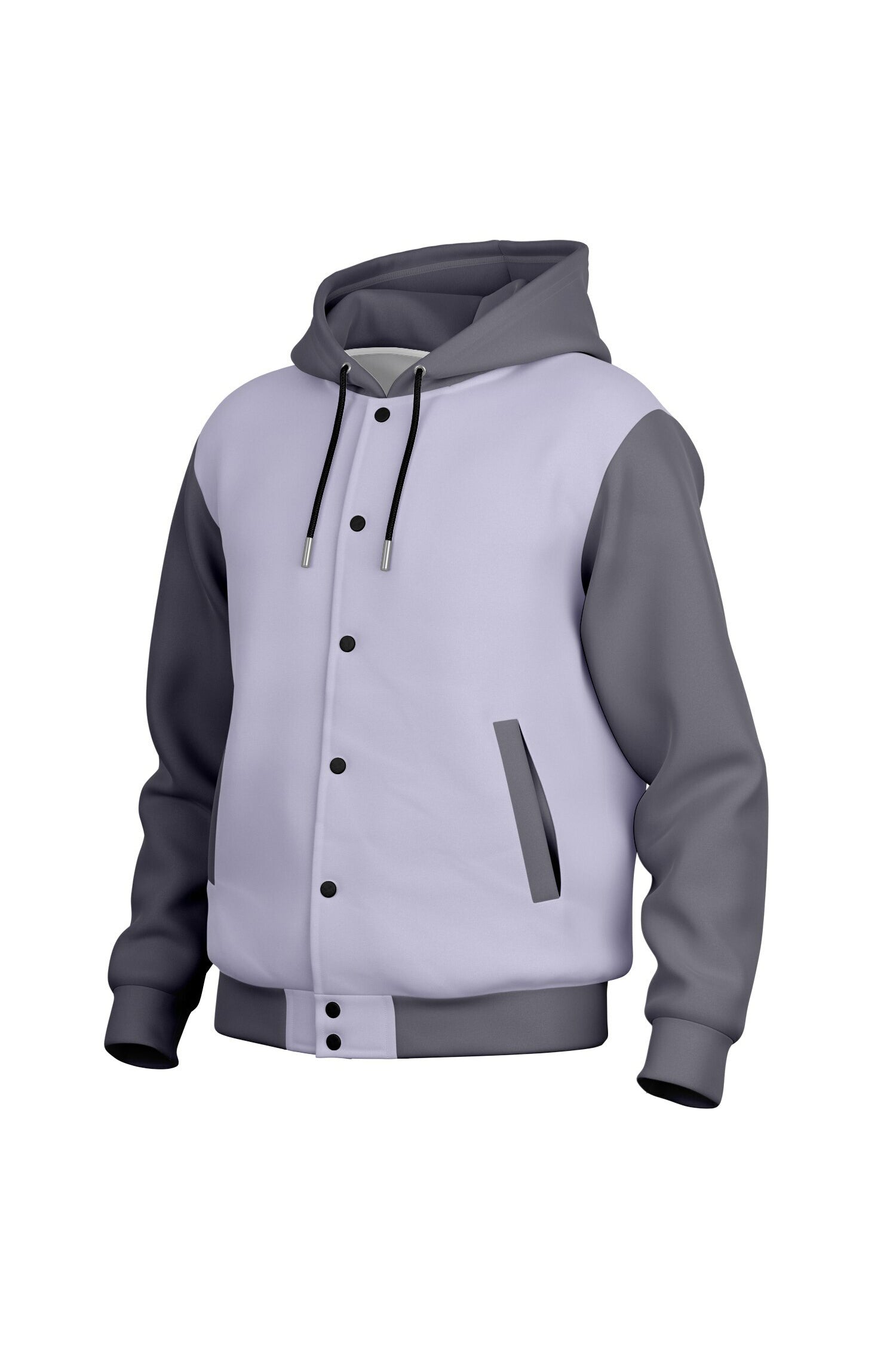 Hooded Baseball Jacke - PeacefulLilac