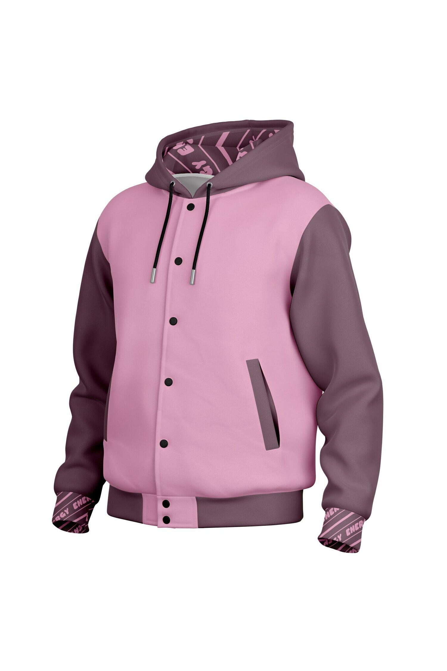Hooded Baseball Jacke - PopPink