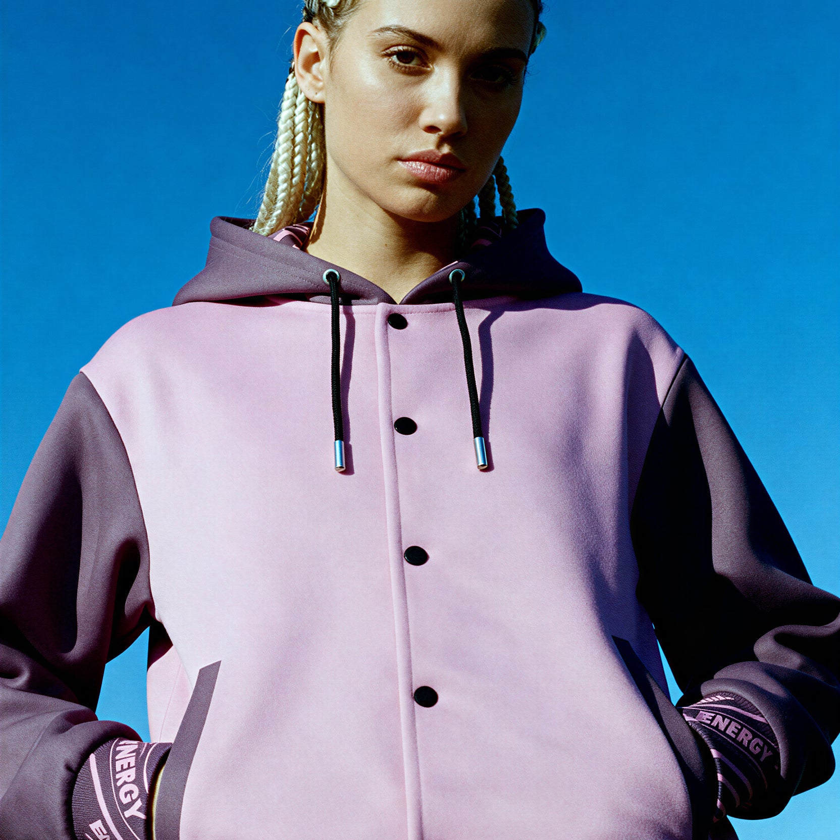 Hooded Baseball Jacke - PopPink