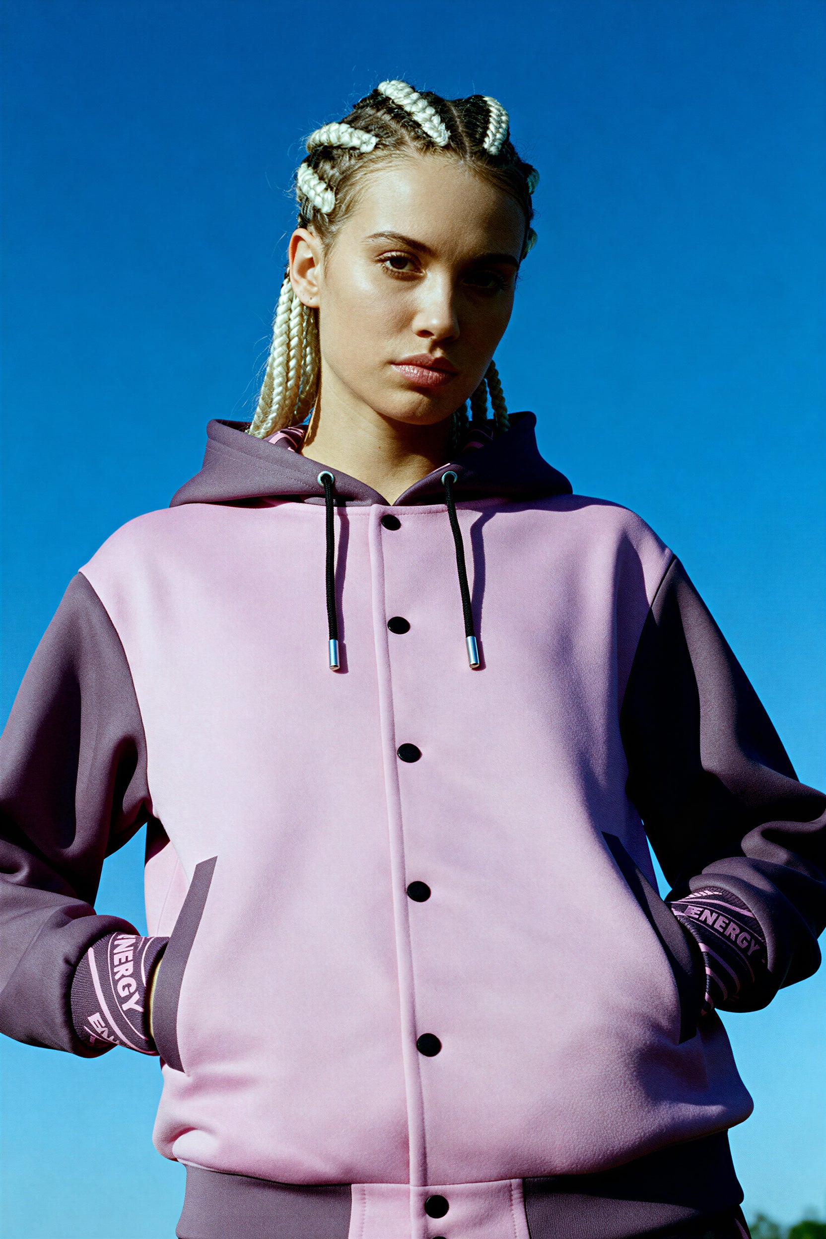 Hooded Baseball Jacke - PopPink