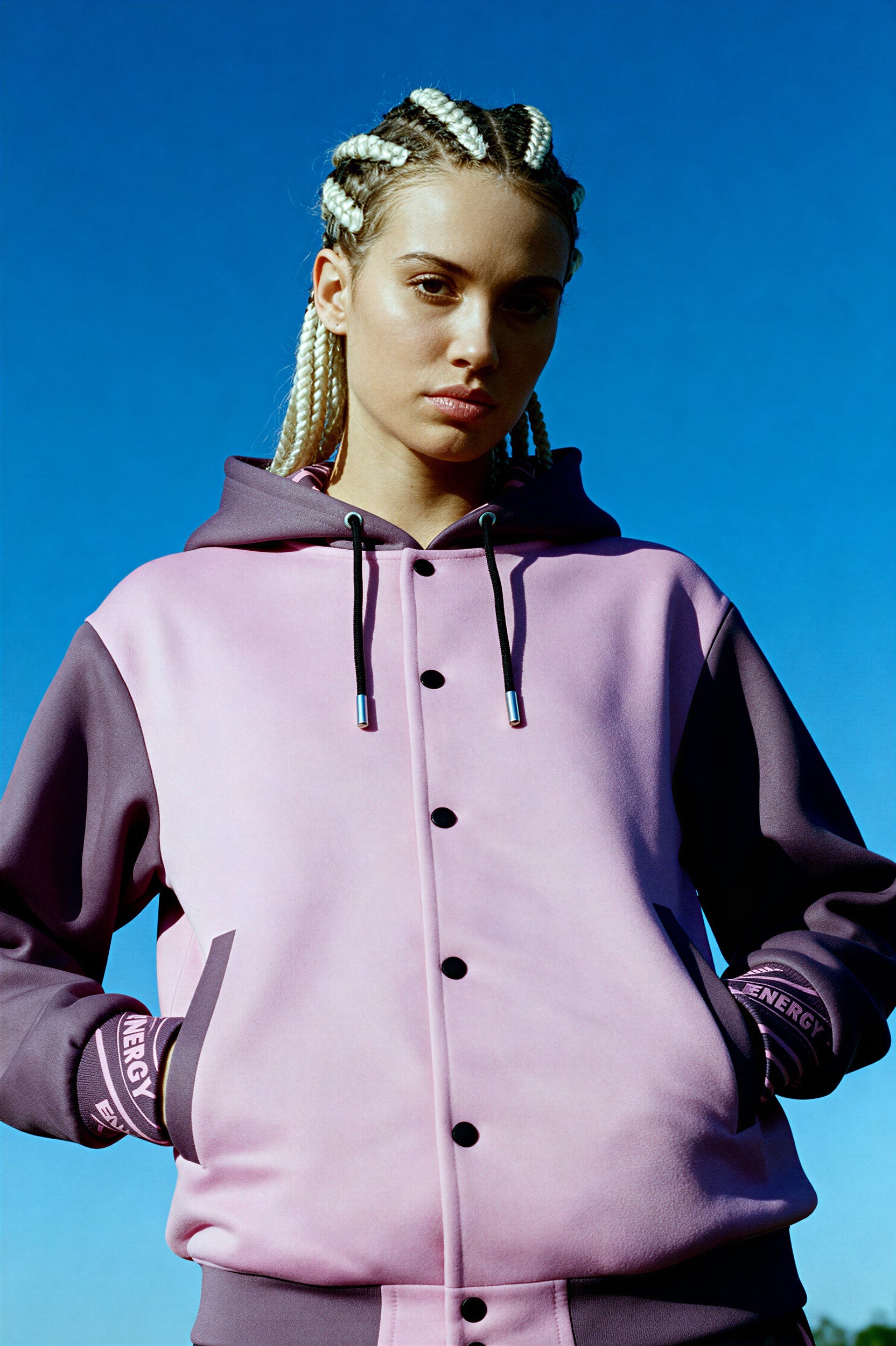 Hooded Baseball Jacke - PopPink