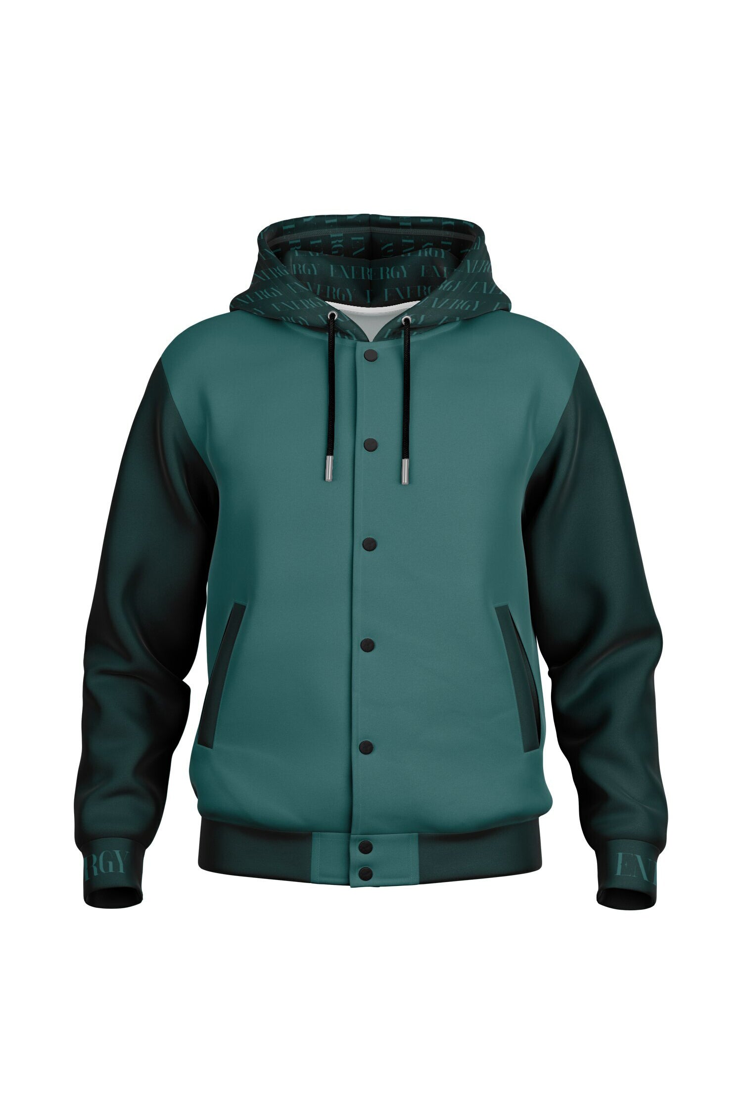 Hooded Baseball Jacke - TransformativeTeal
