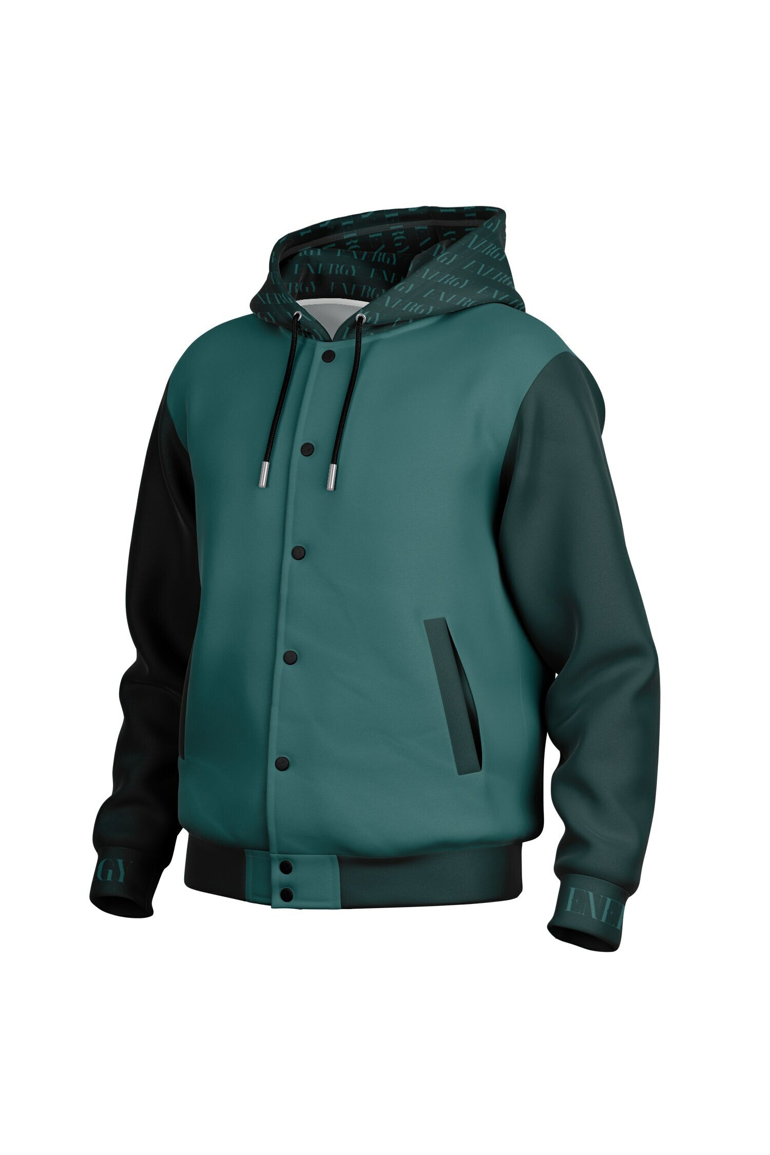 Hooded Baseball Jacke - TransformativeTeal