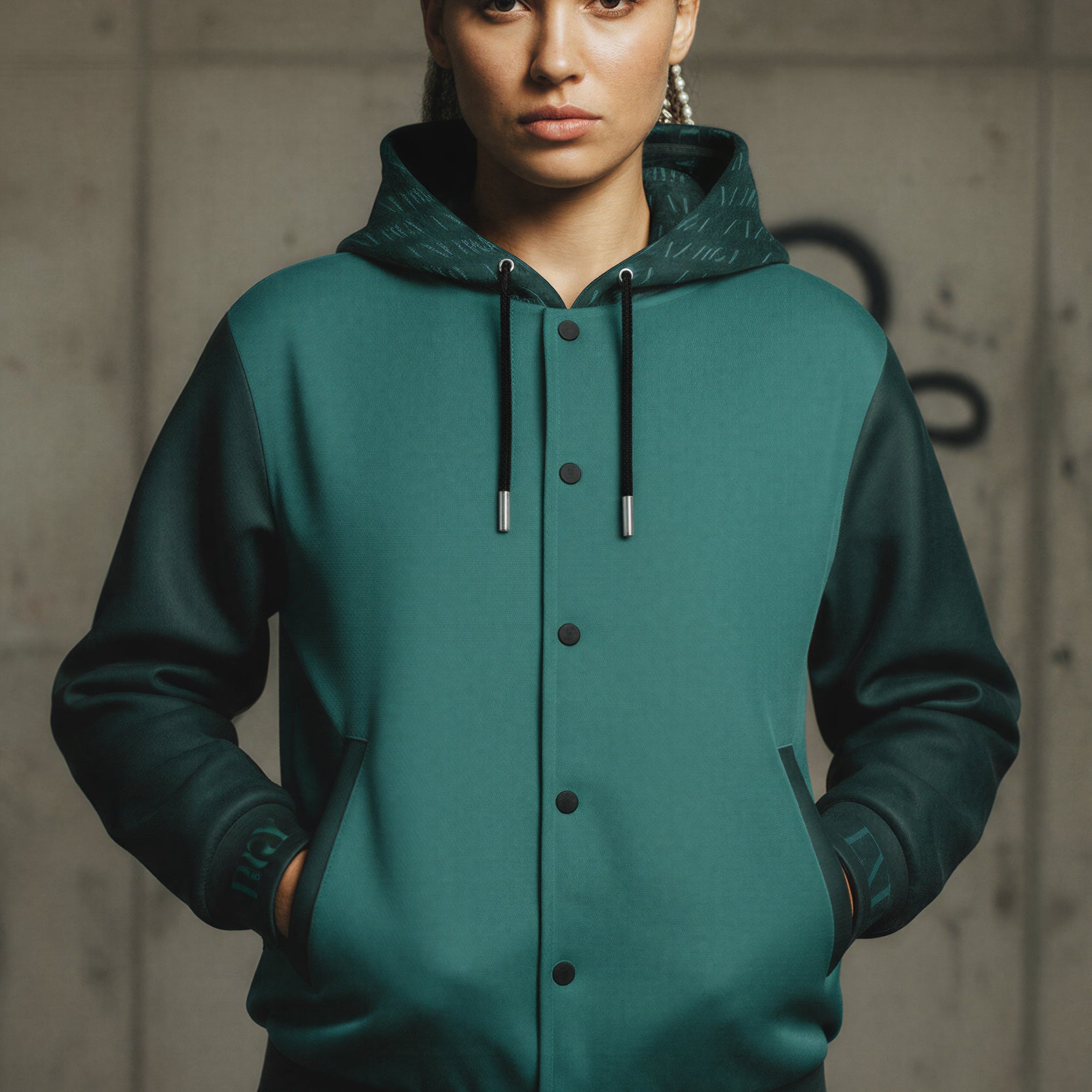 Hooded Baseball Jacke - TransformativeTeal