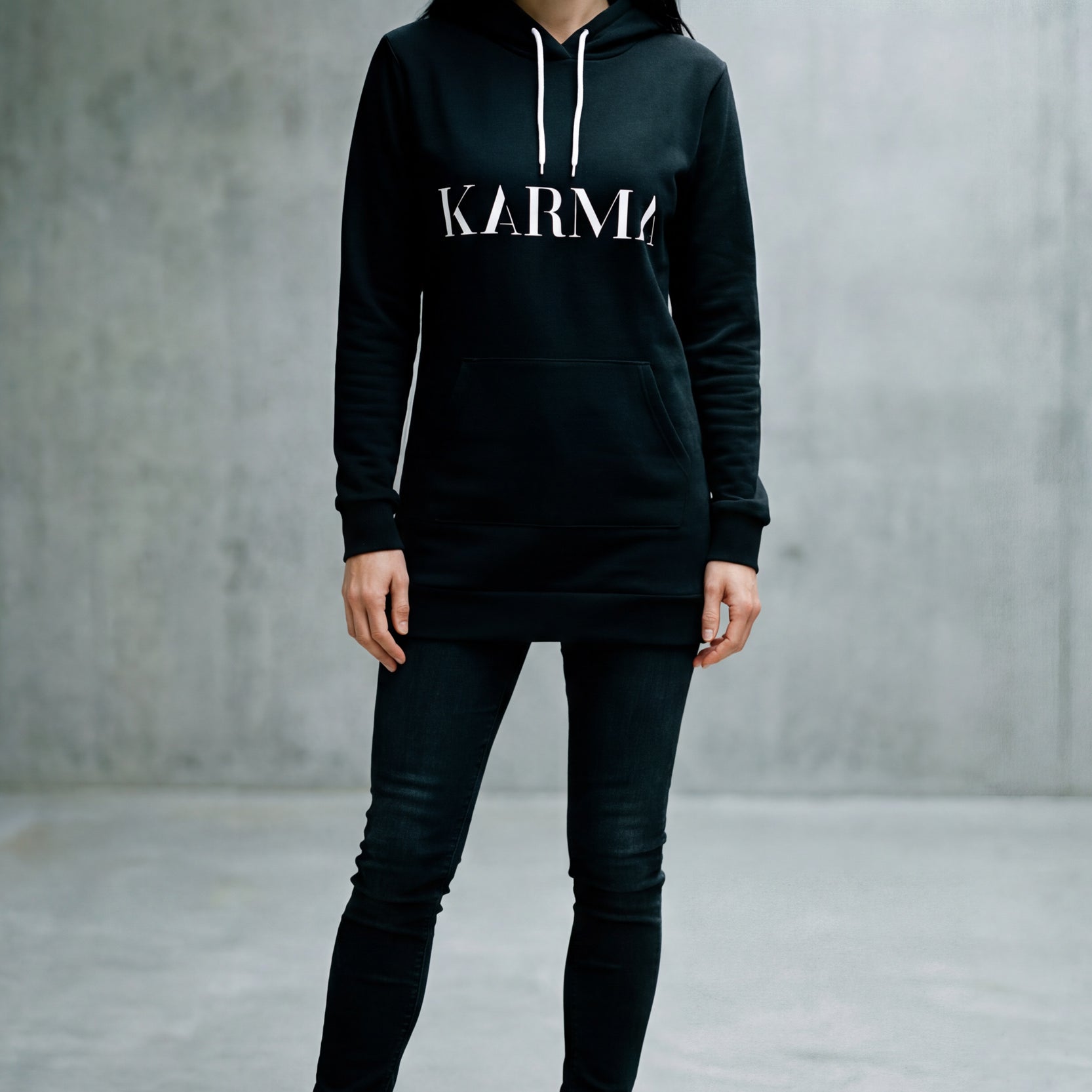 Long-Hoodie - Bitumen