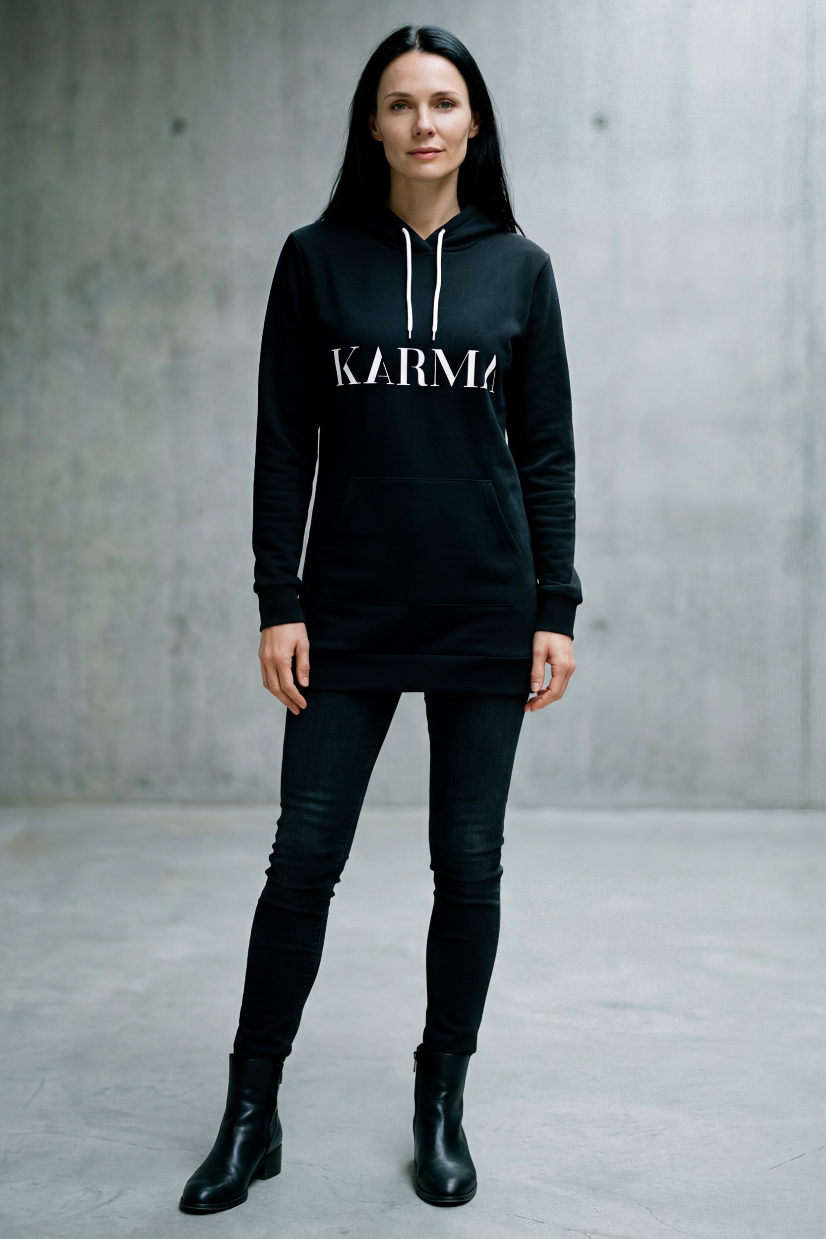 Long-Hoodie - Bitumen