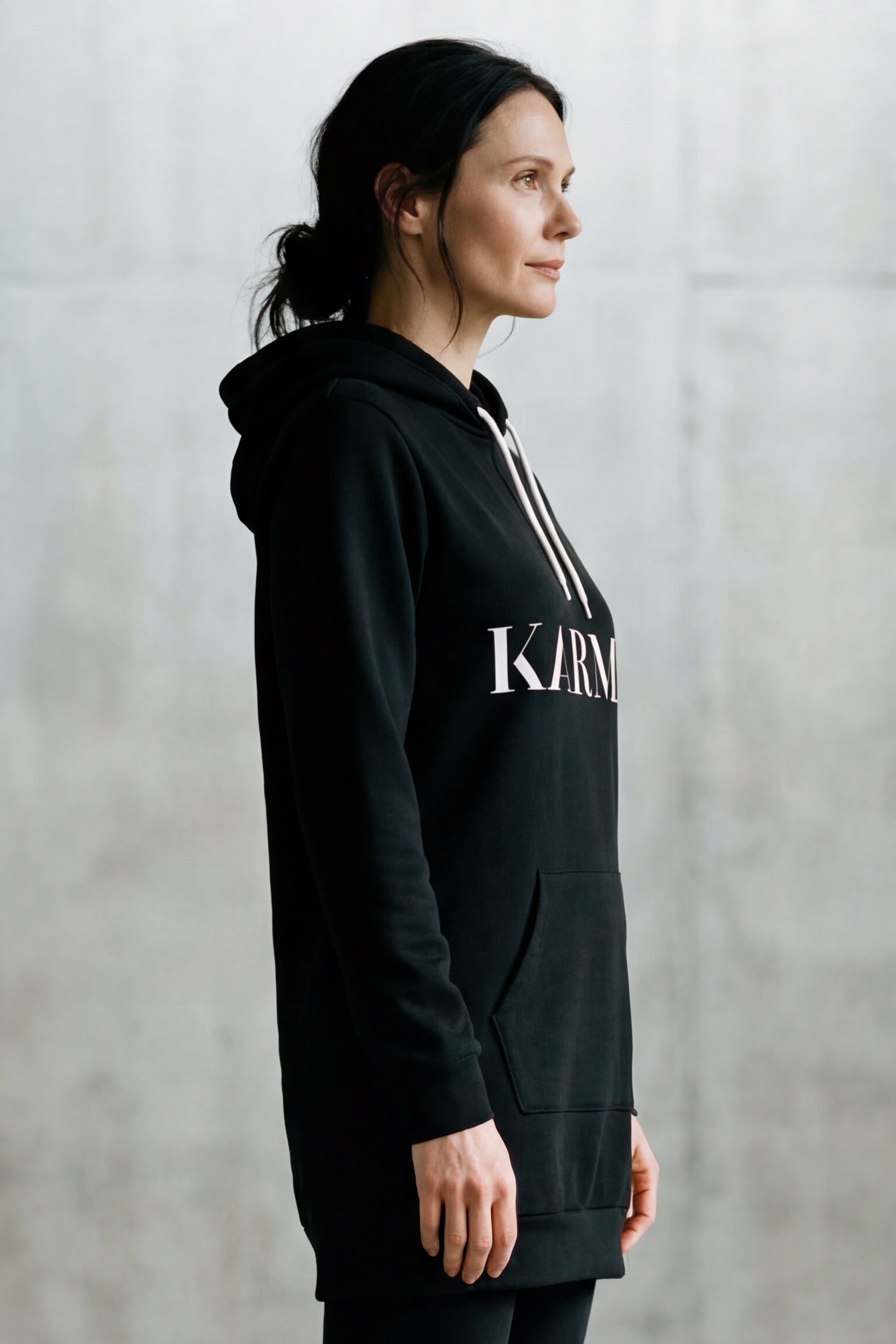 Long-Hoodie - Bitumen