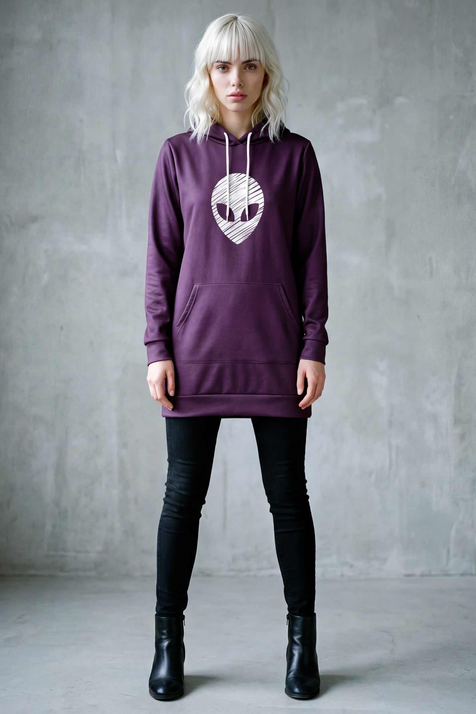 Long-Hoodie - Mauve