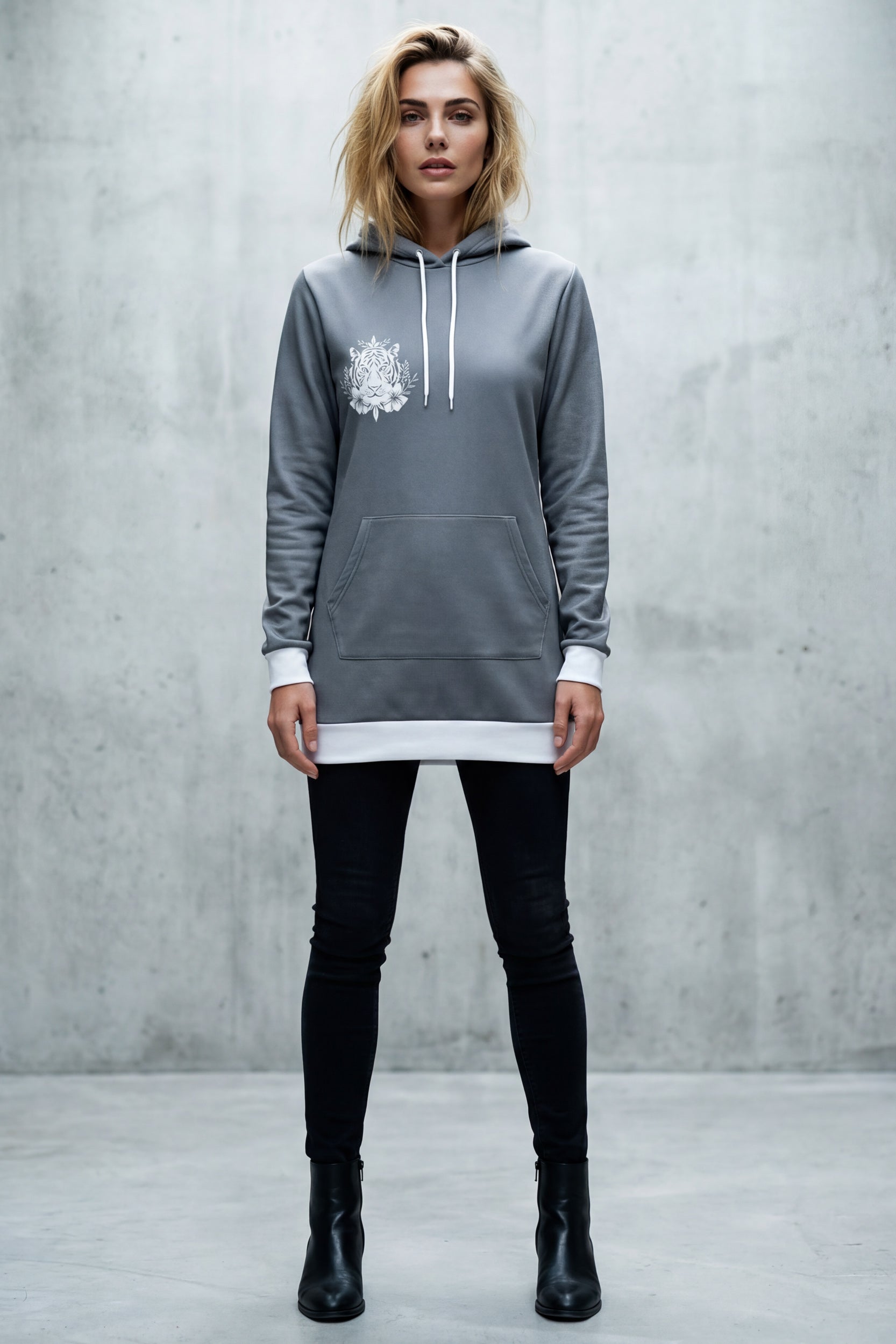 Long-Hoodie - Silver