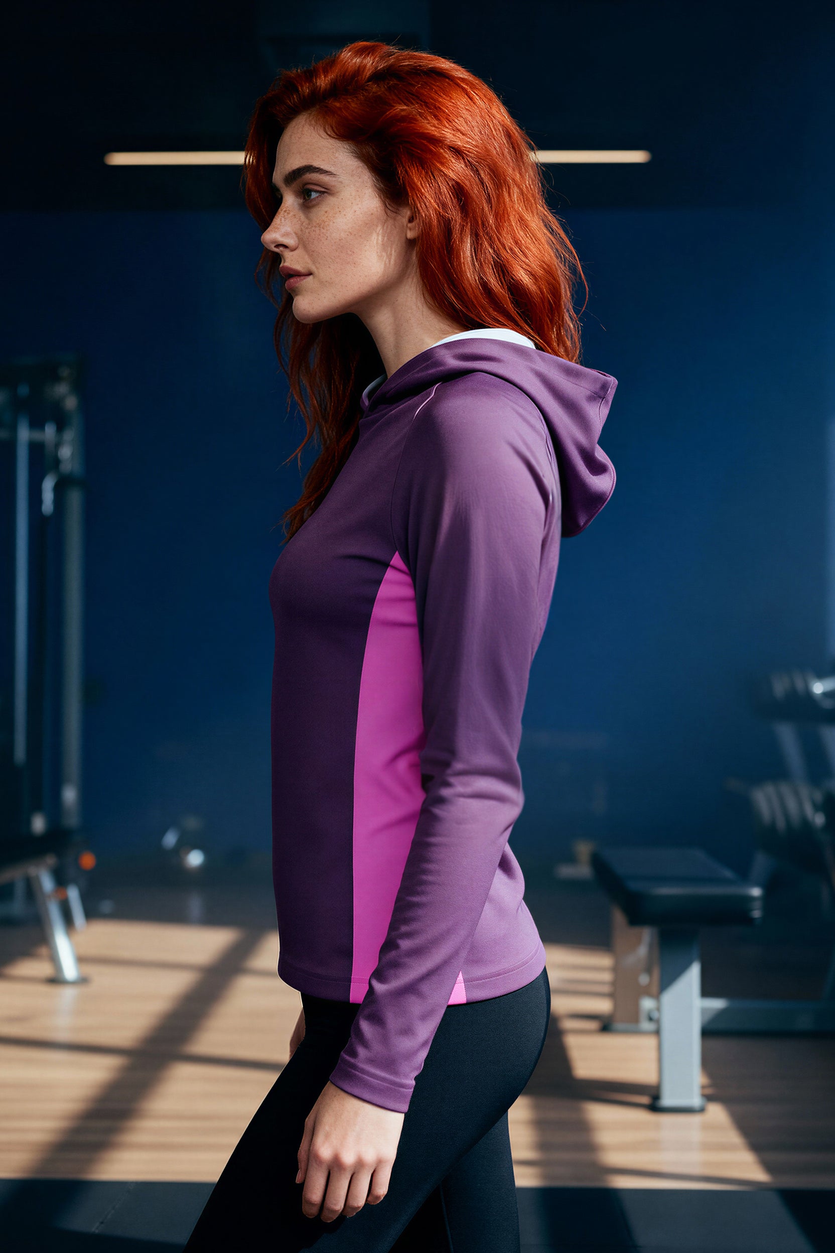 Sports Hooded Longsleeve - ElectricFuchsia