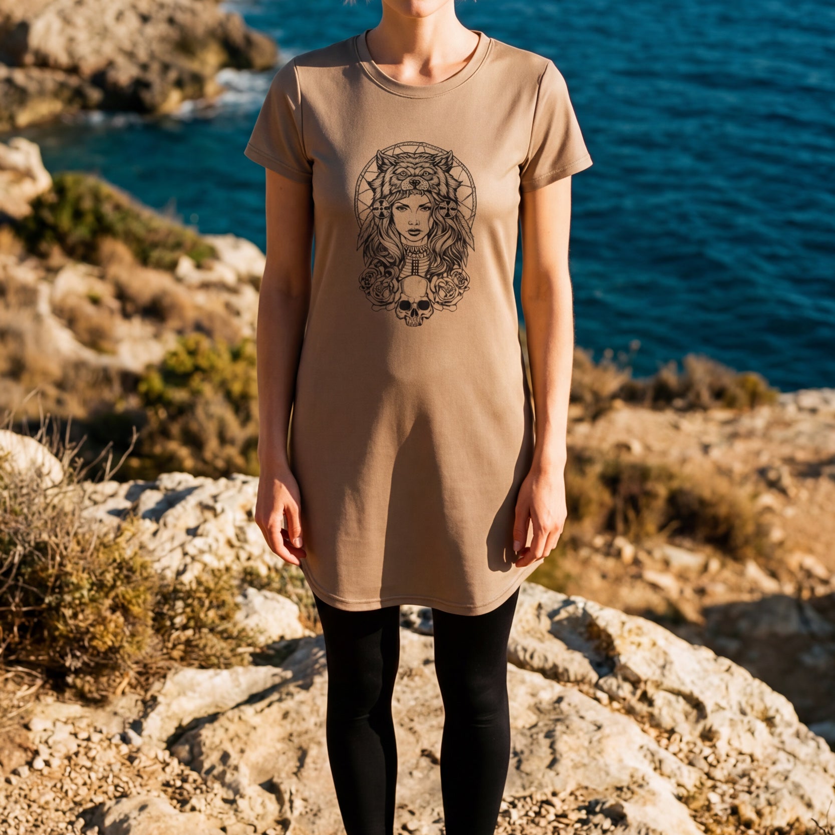 T-Shirt Dress - Toast