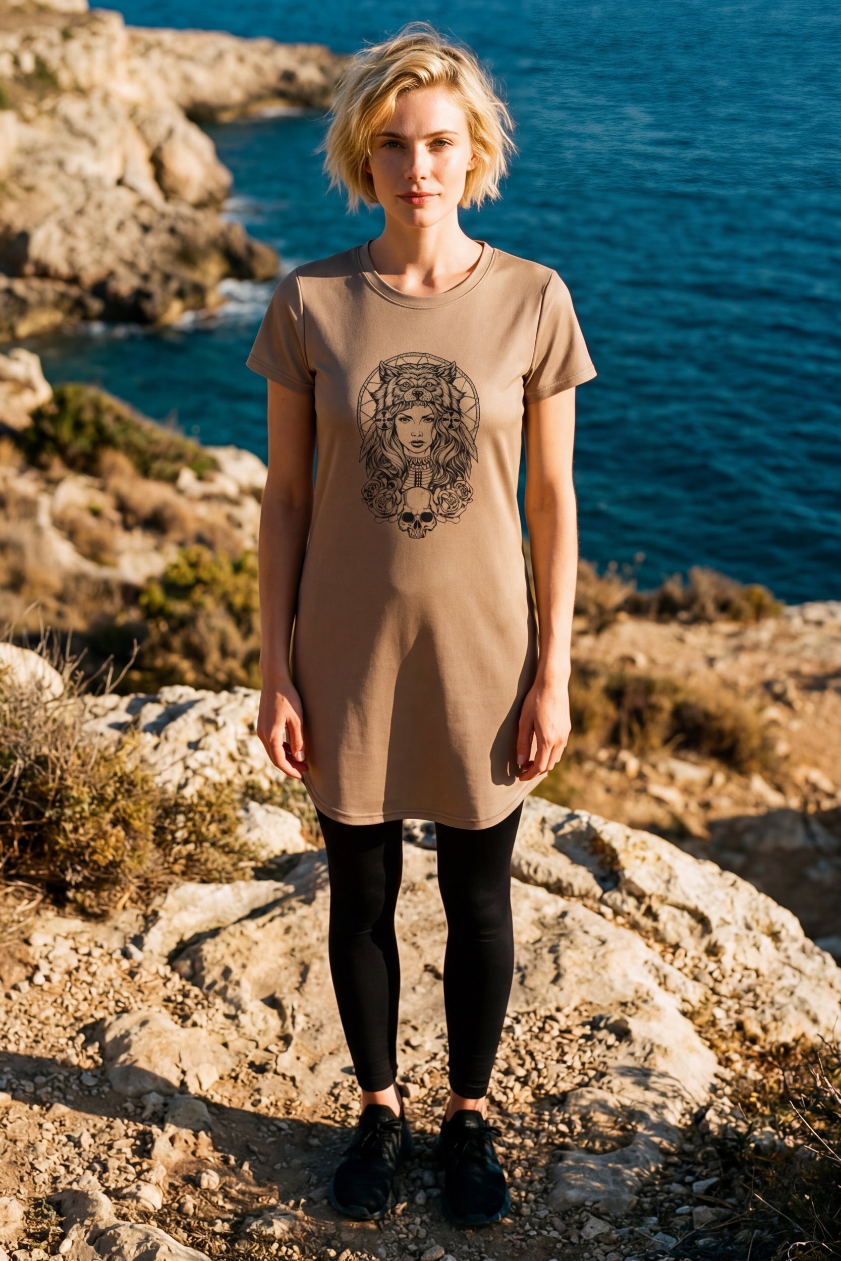 T-Shirt Dress - Toast