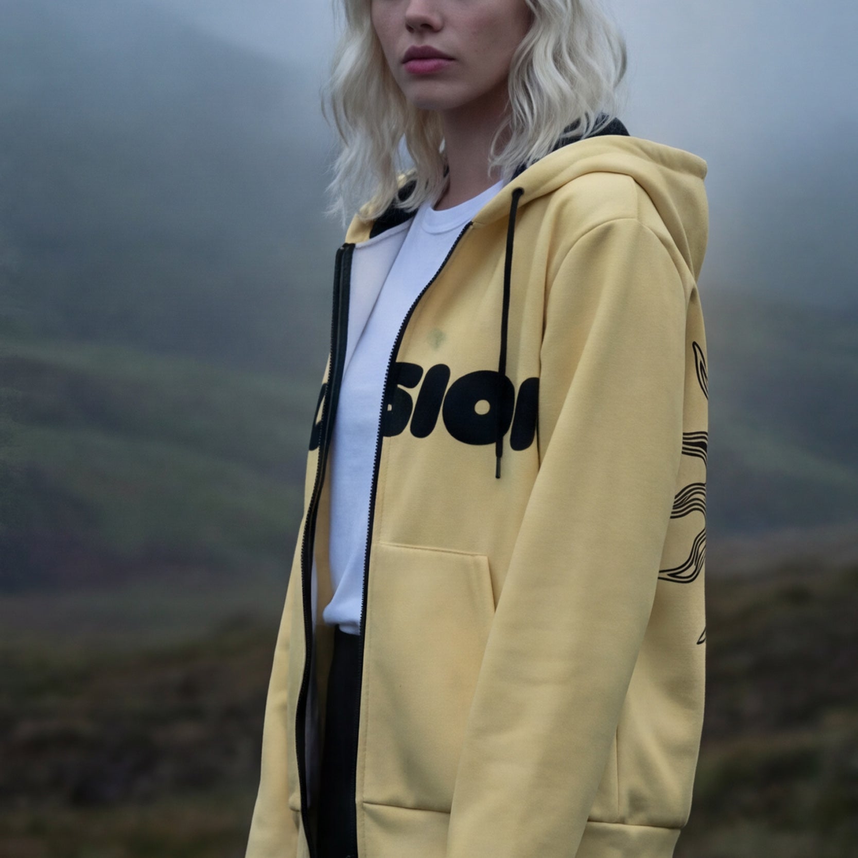 Zip Microfleece Hoodie - Banana