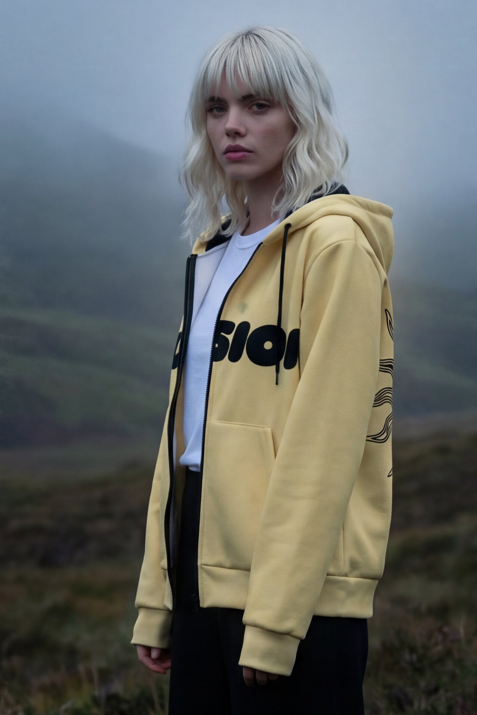 Zip Microfleece Hoodie - Banana