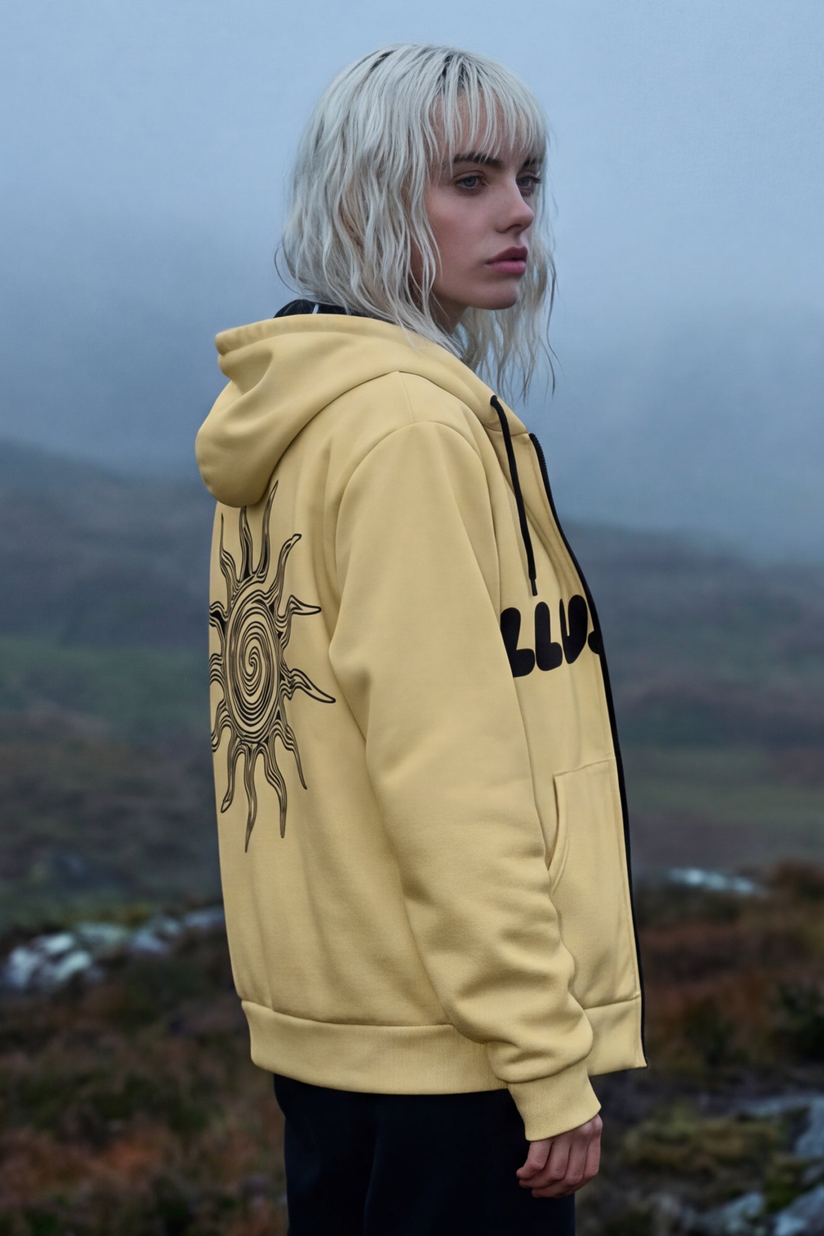 Zip Microfleece Hoodie - Banana