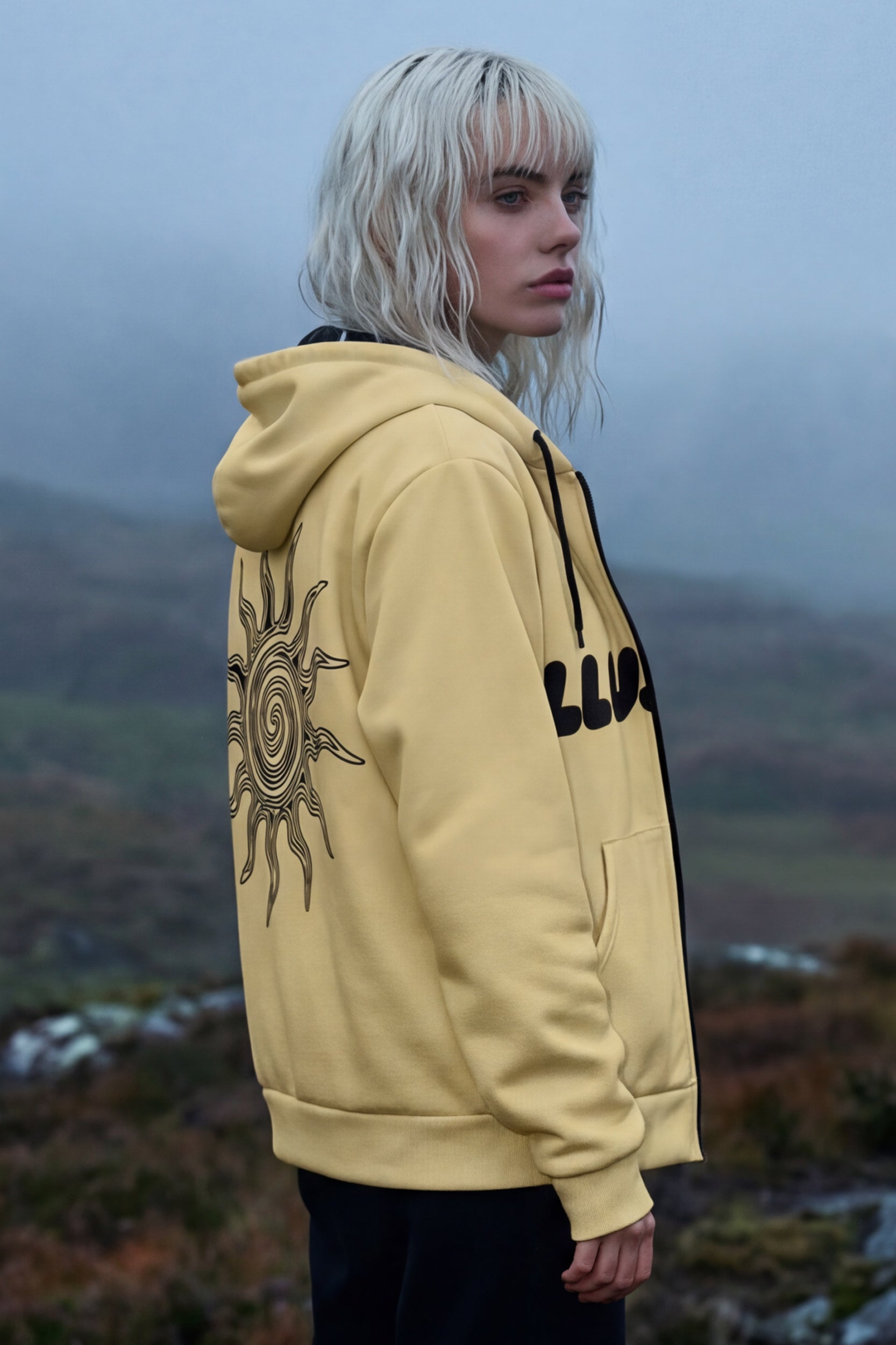 Zip Microfleece Hoodie - Banana