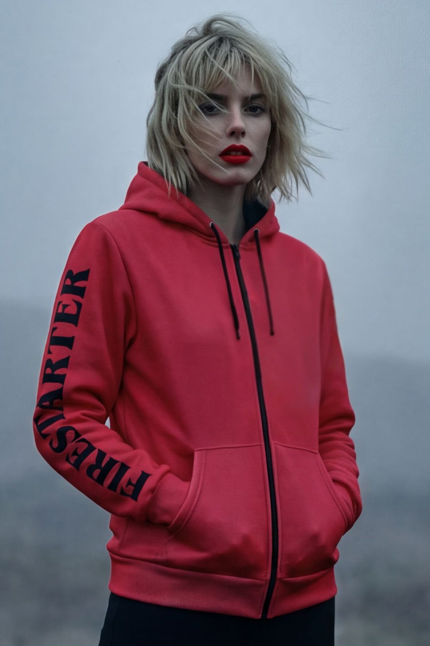 Zip Microfleece Hoodie - Berry