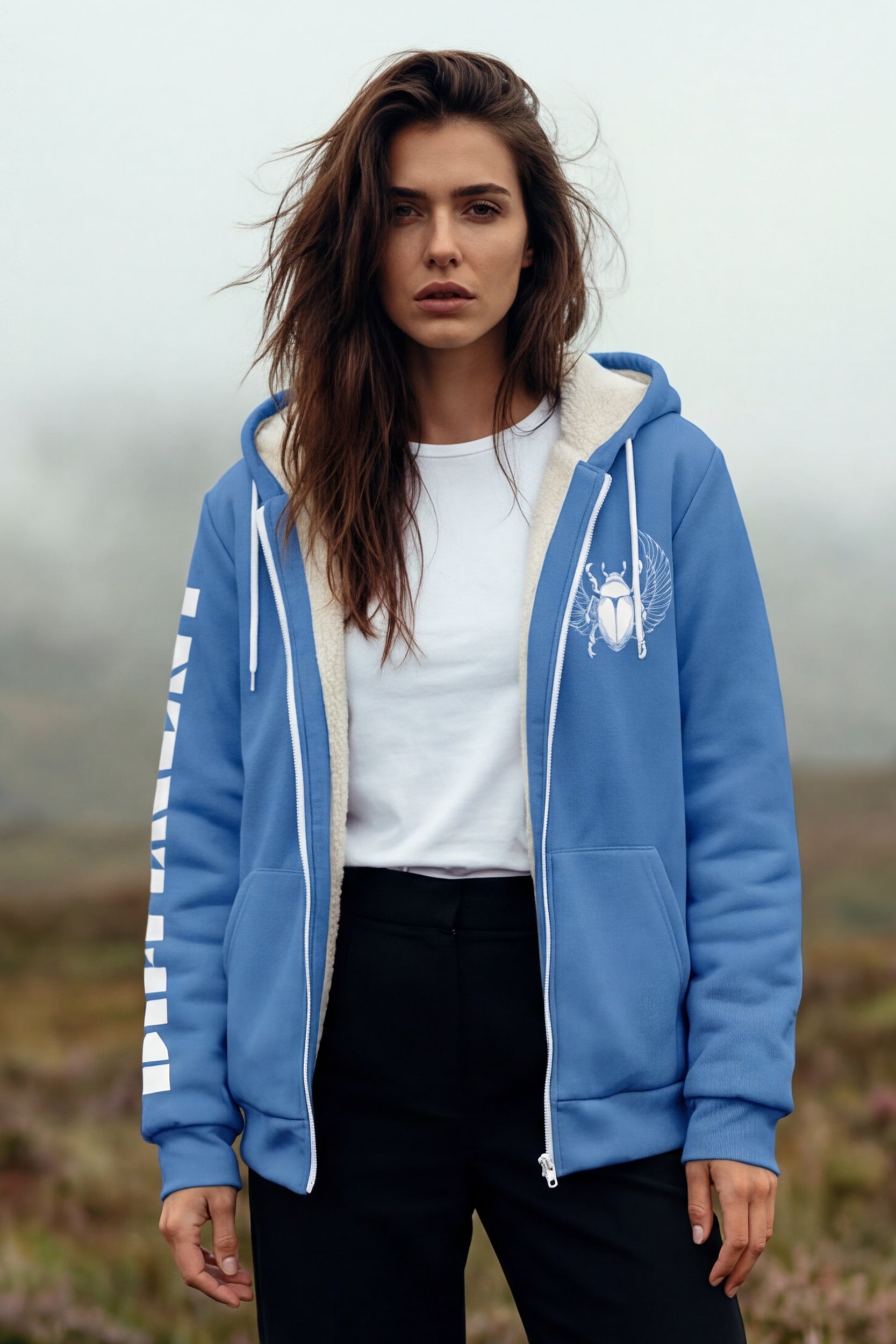 Zip Microfleece Hoodie - Marina