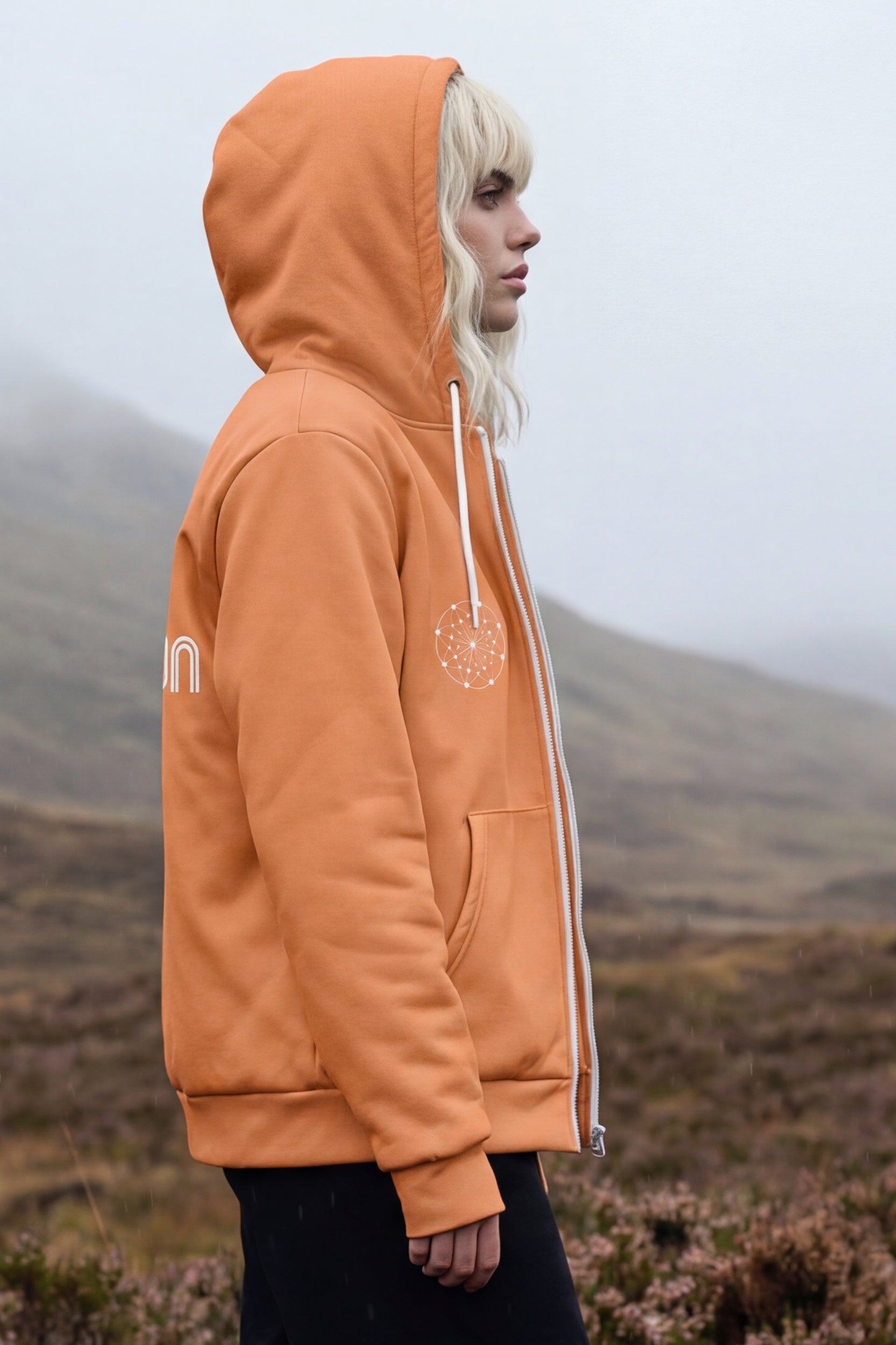 Zip Microfleece Hoodie - Melon