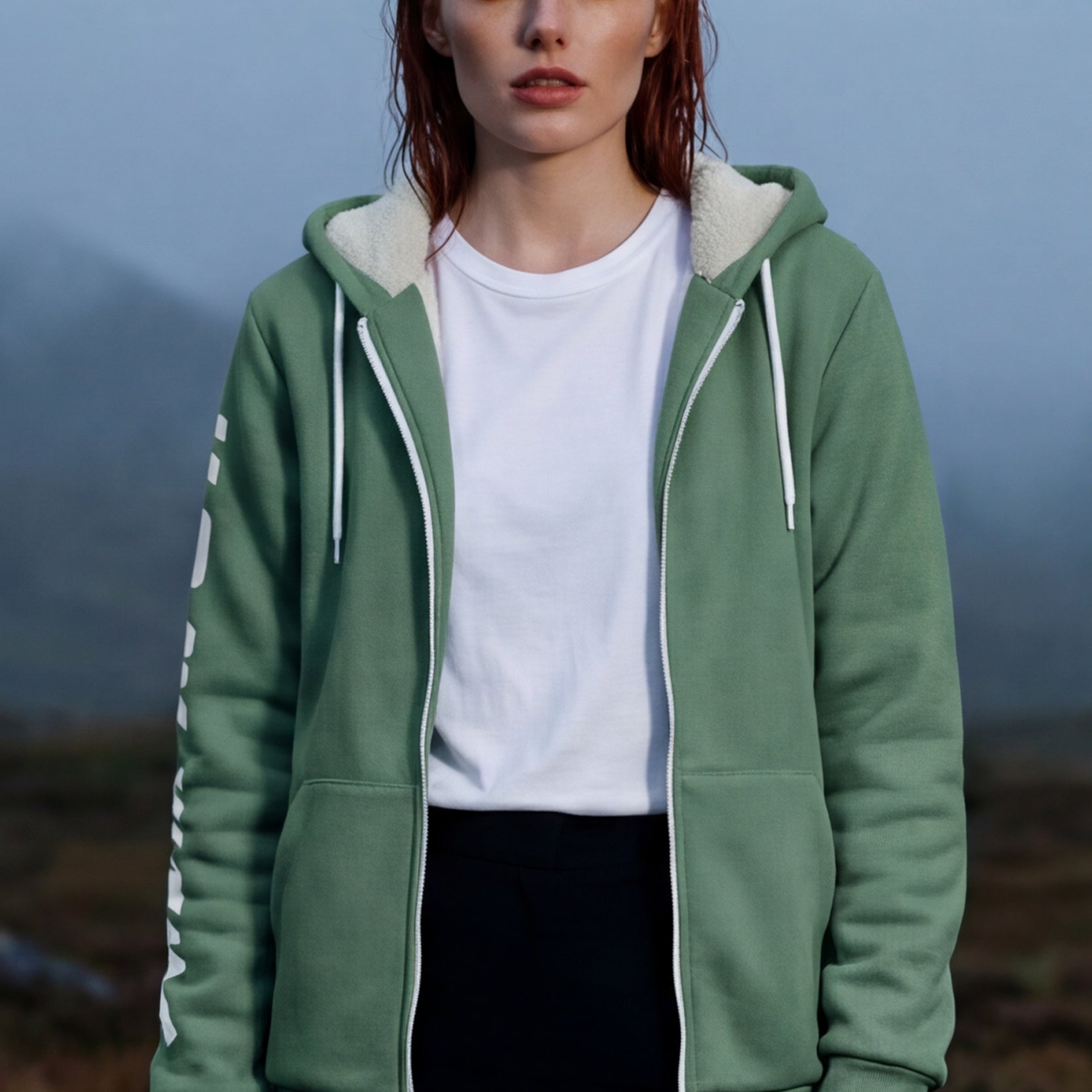 Zip Microfleece Hoodie - Shale