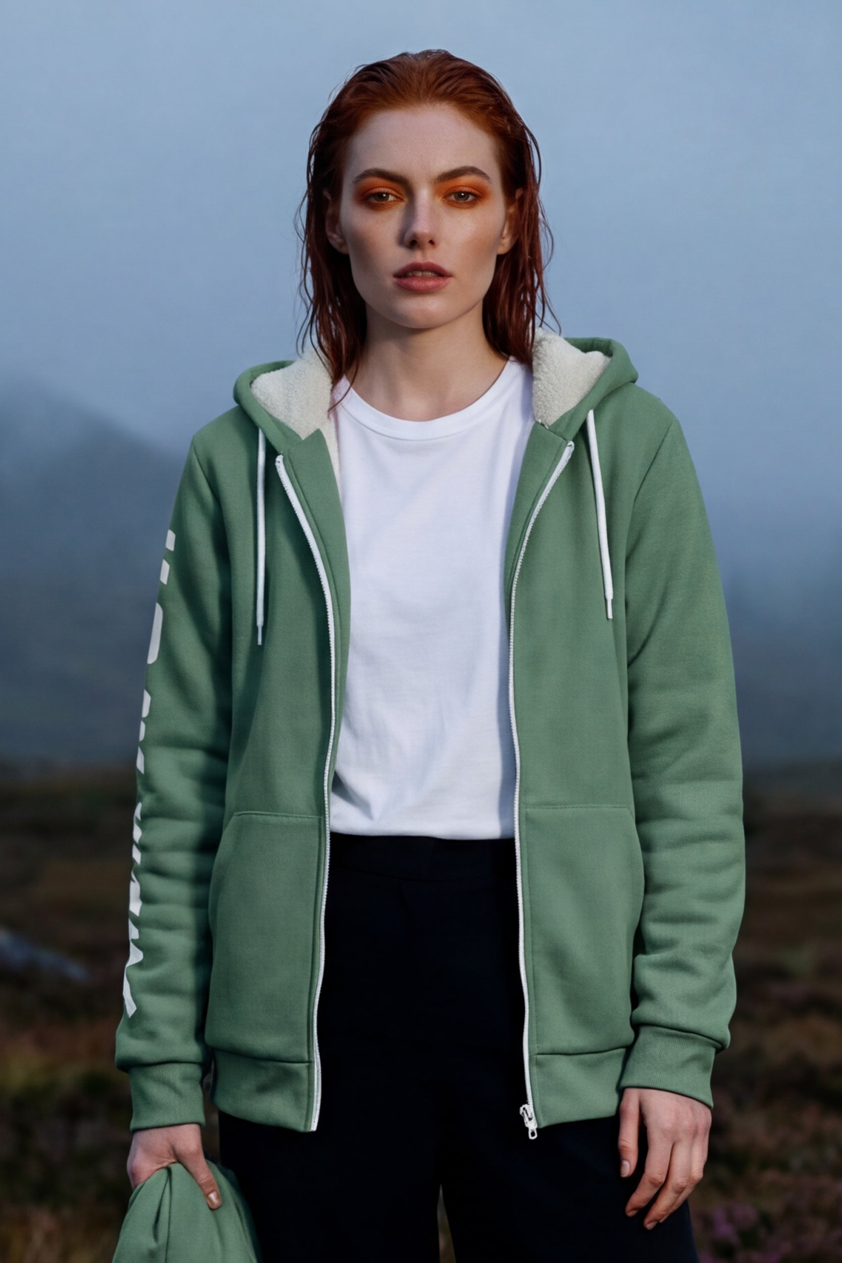 Zip Microfleece Hoodie - Shale