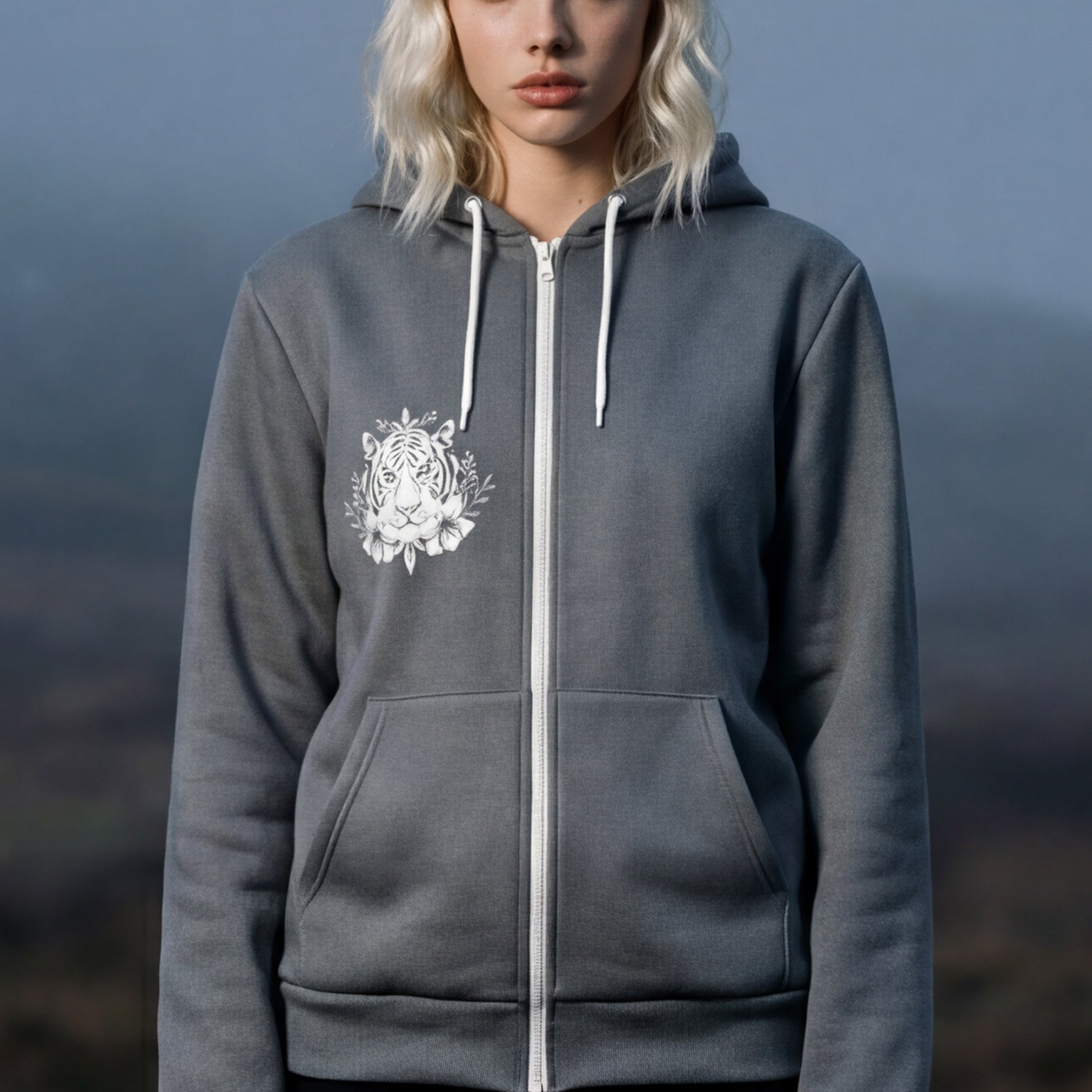 Zip Microfleece Hoodie - Silver