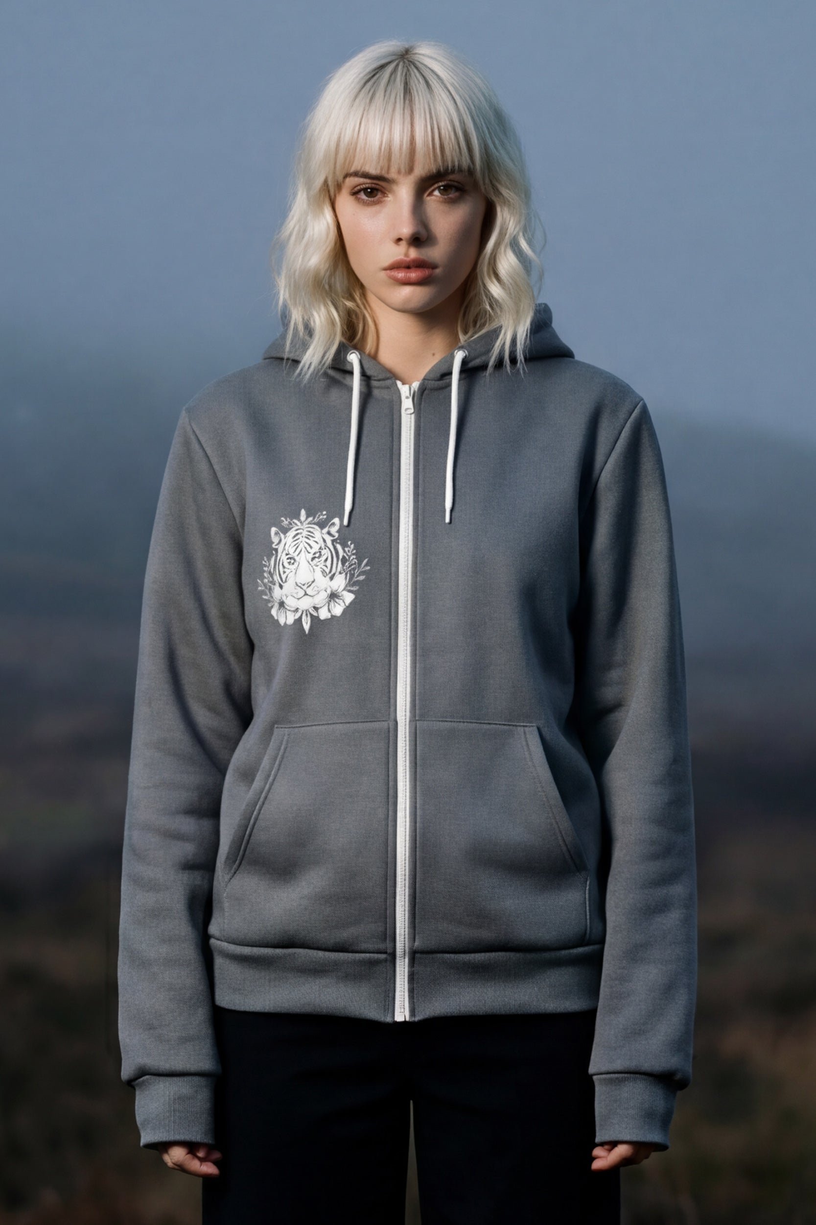 Zip Microfleece Hoodie - Silver