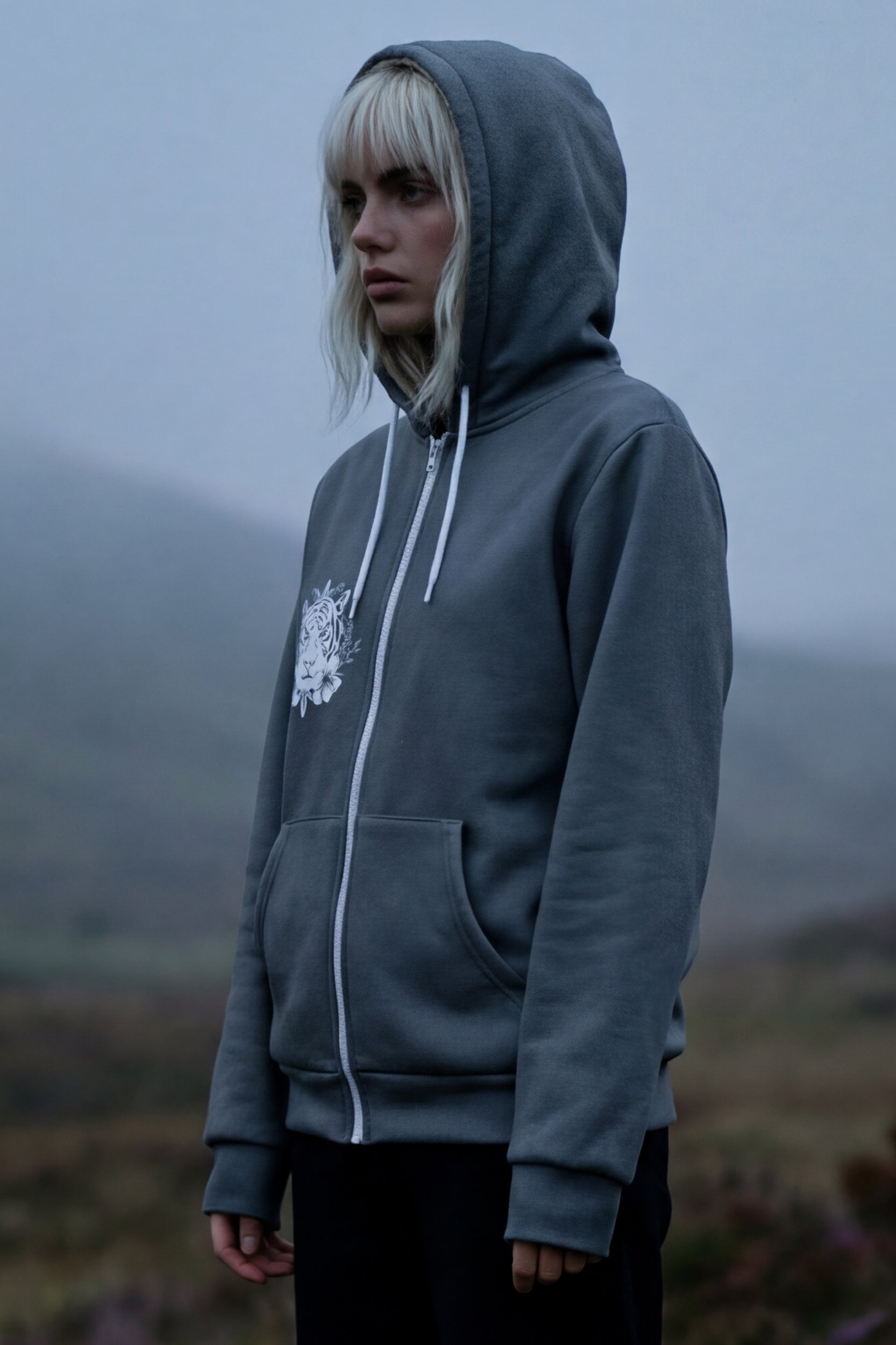 Zip Microfleece Hoodie - Silver