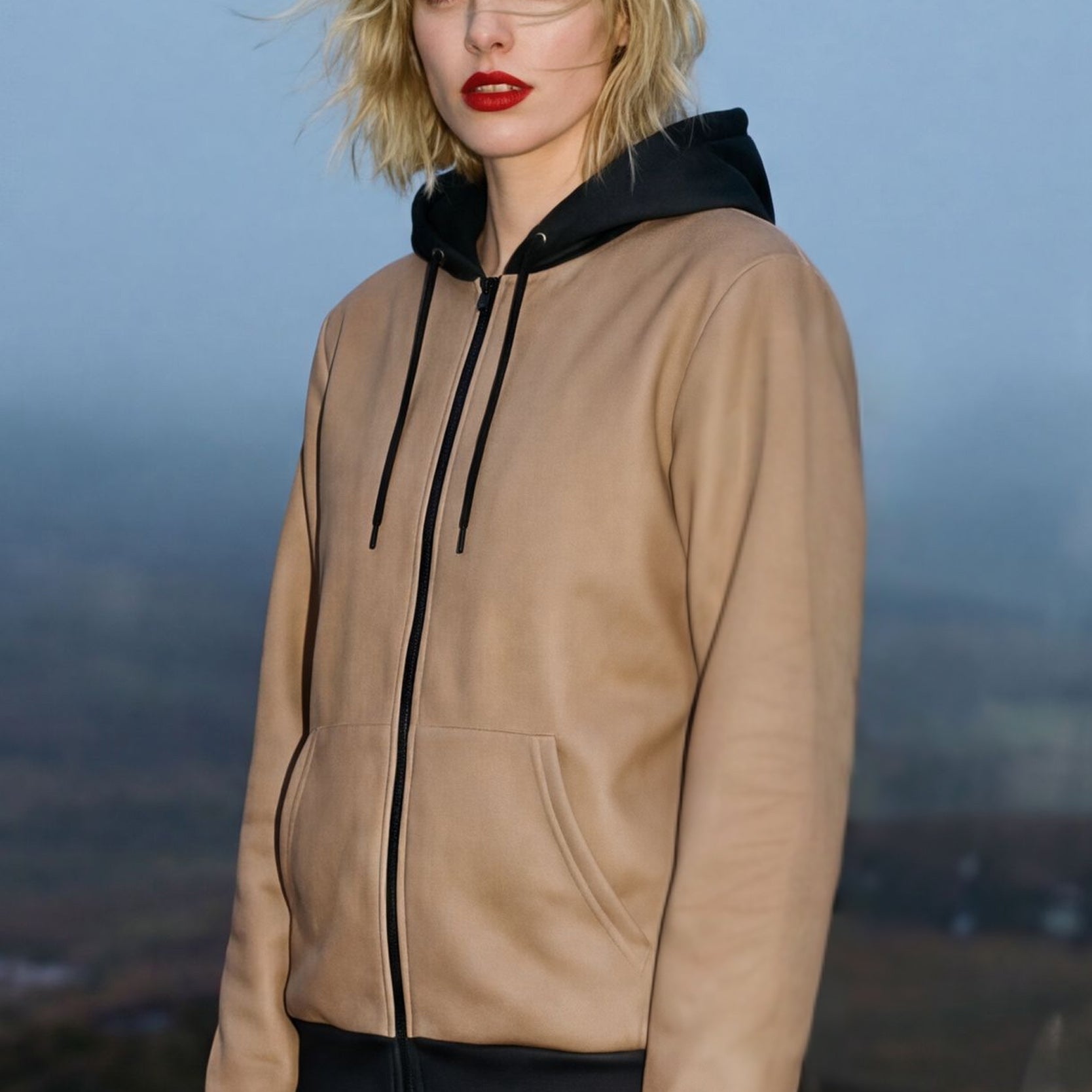 Zip Microfleece Hoodie - Toast