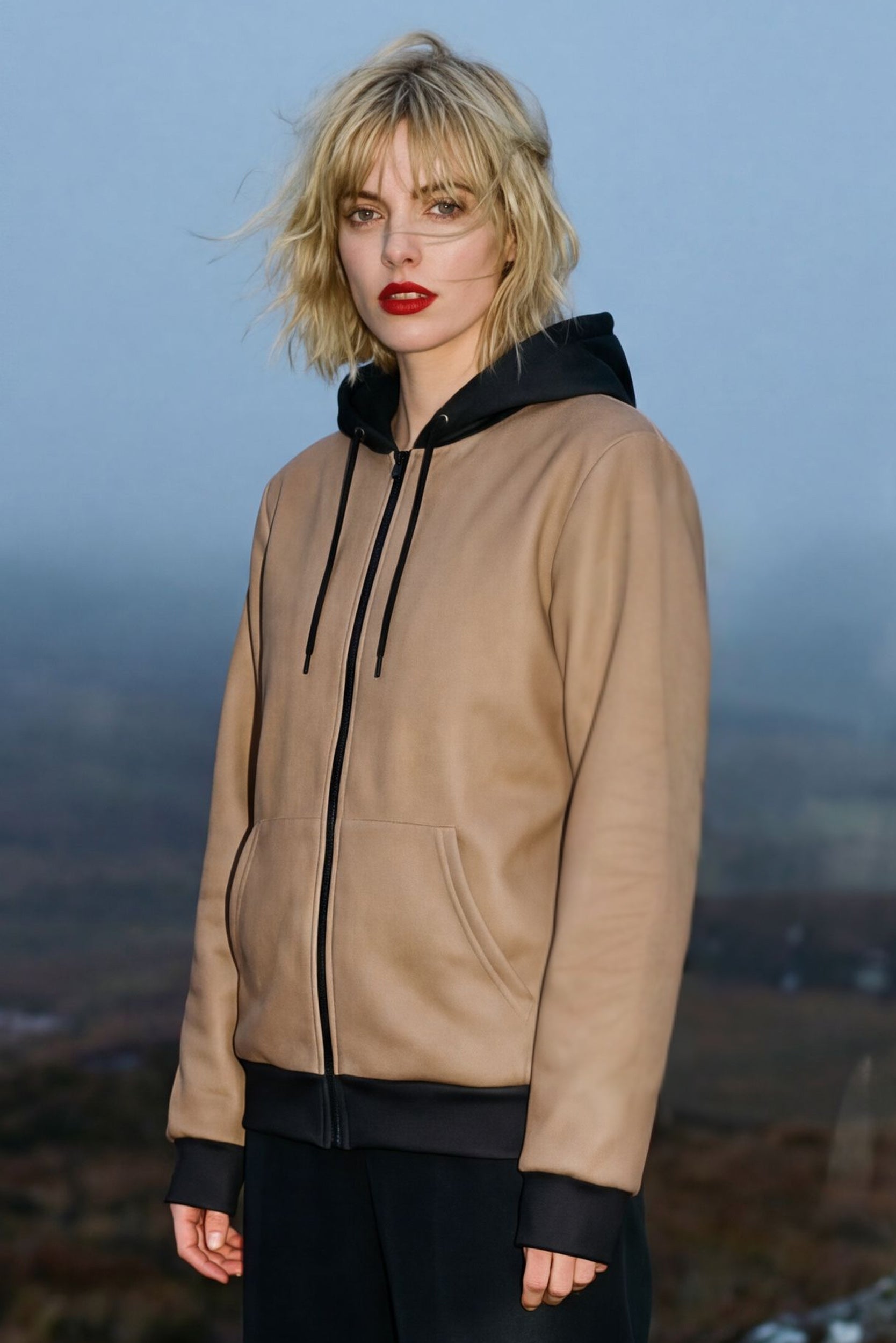 Zip Microfleece Hoodie - Toast